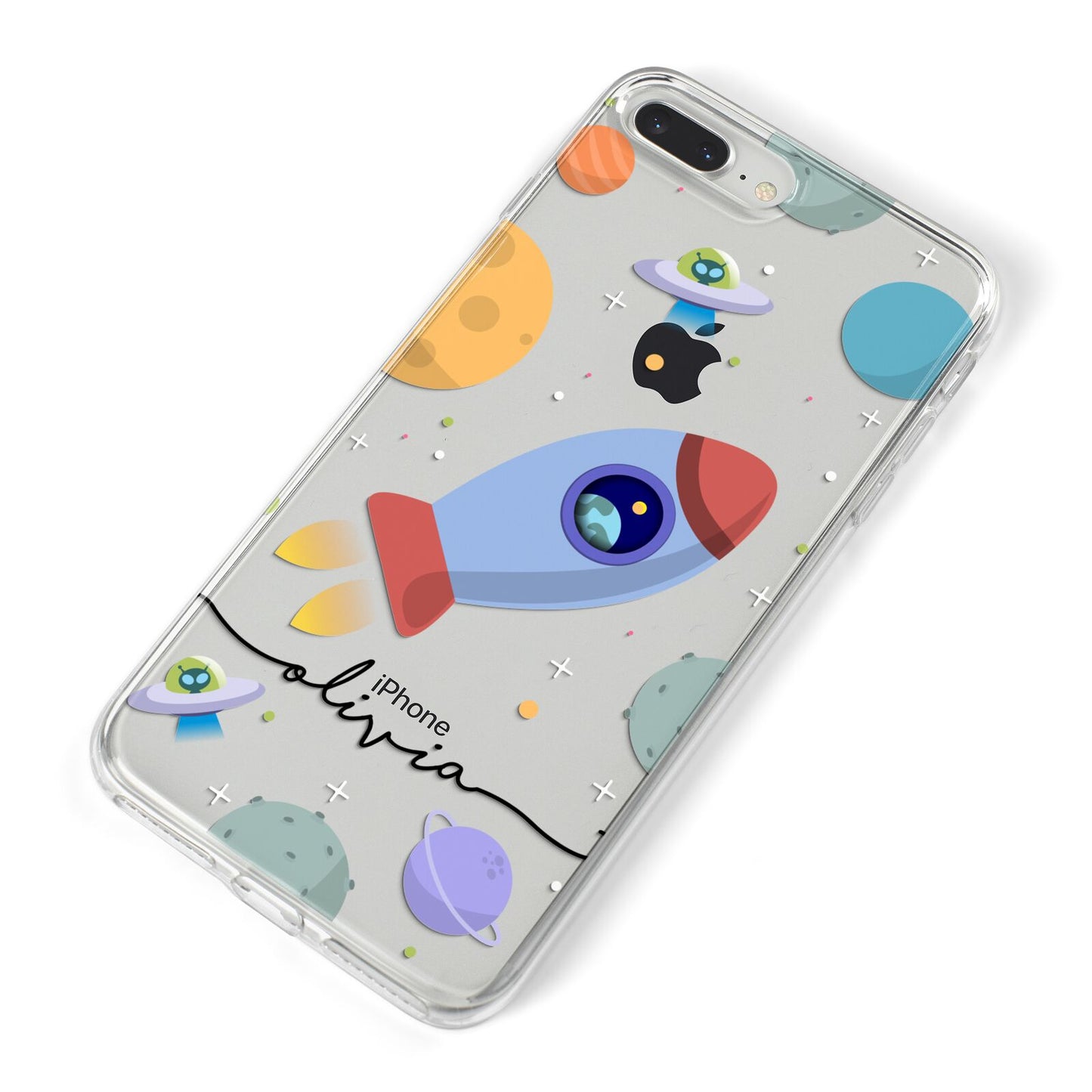Cartoon Space Artwork with Name iPhone 8 Plus Bumper Case on Silver iPhone Alternative Image