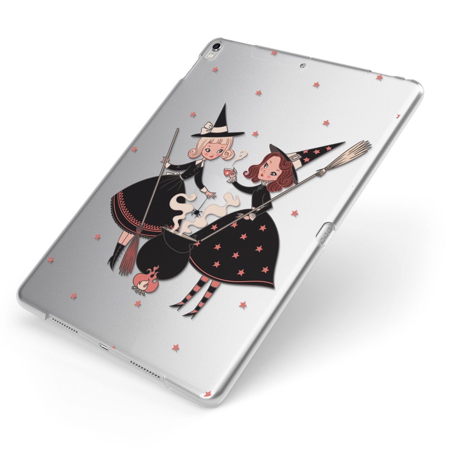Cartoon Witch Girls Apple iPad Case on Silver iPad Side View