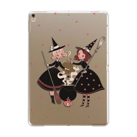 Cartoon Witch Girls Apple iPad Gold Case