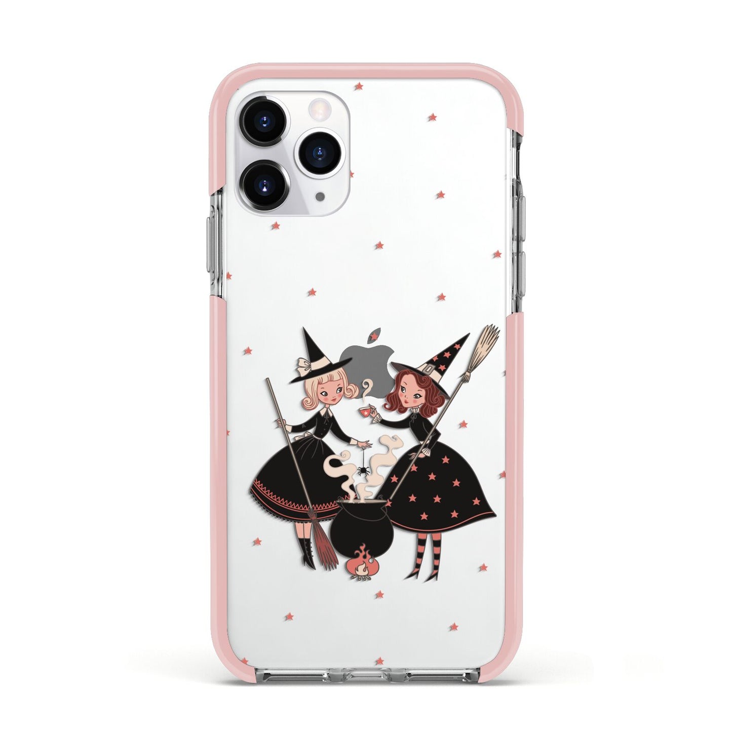 Cartoon Witch Girls Apple iPhone 11 Pro in Silver with Pink Impact Case