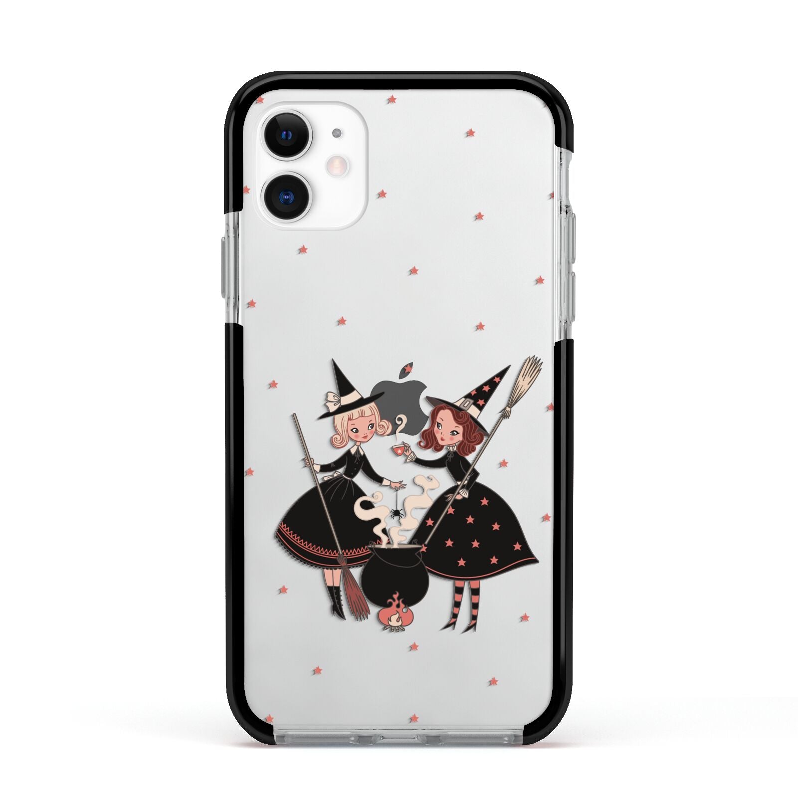 Cartoon Witch Girls Apple iPhone 11 in White with Black Impact Case