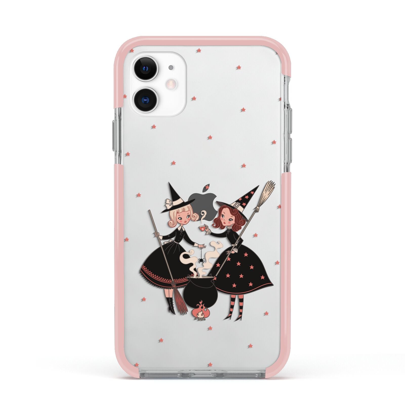 Cartoon Witch Girls Apple iPhone 11 in White with Pink Impact Case