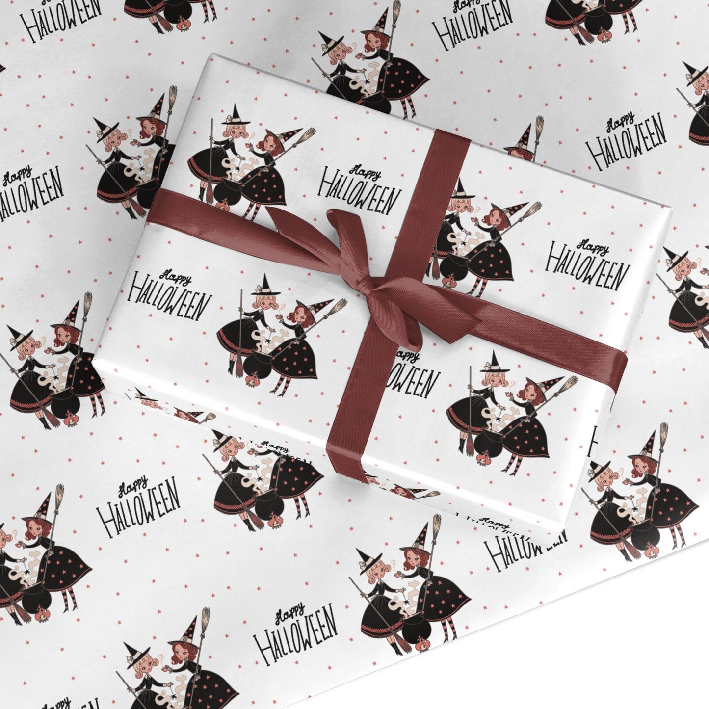 Cartoon Witch Girls Custom Wrapping Paper