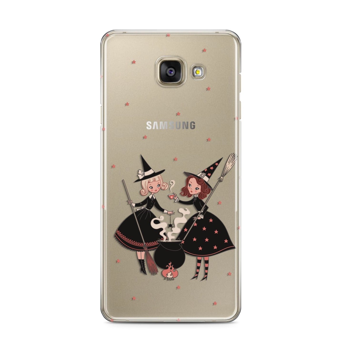 Cartoon Witch Girls Samsung Galaxy A3 2016 Case on gold phone
