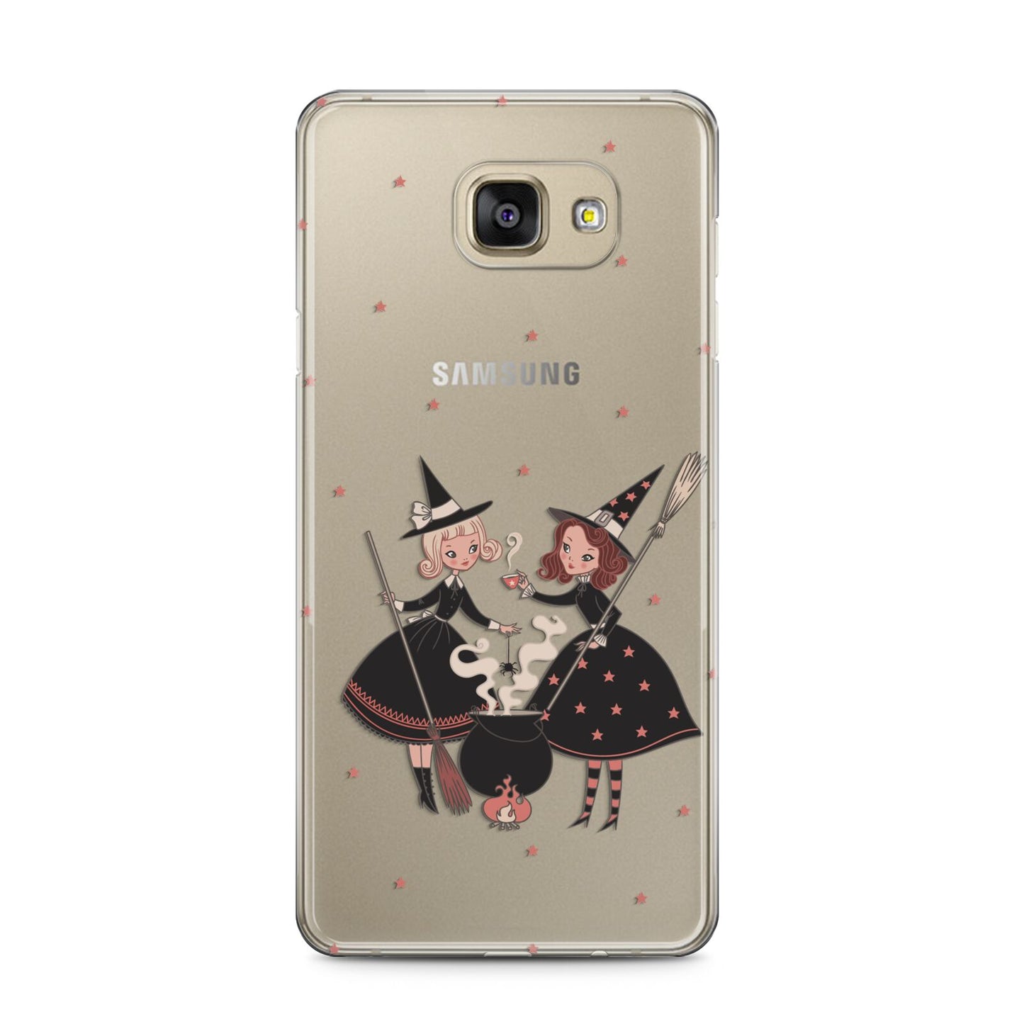 Cartoon Witch Girls Samsung Galaxy A5 2016 Case on gold phone