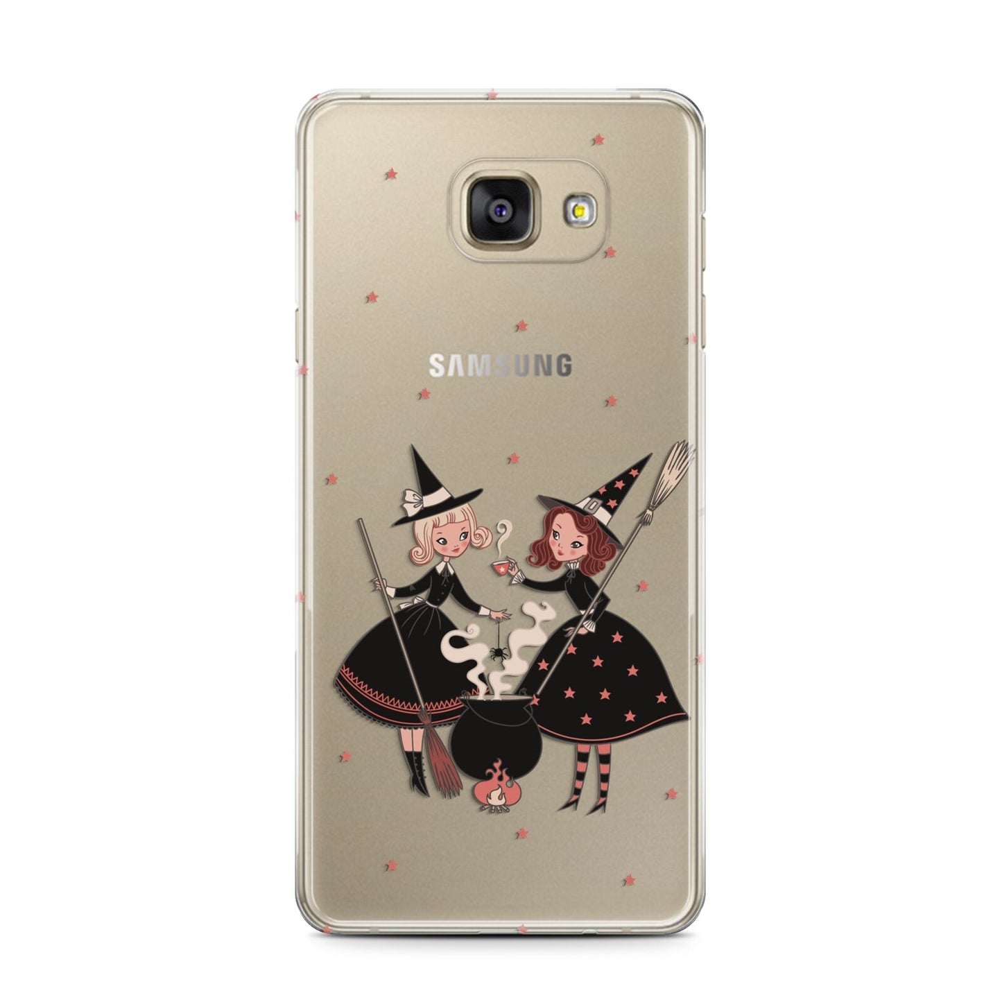 Cartoon Witch Girls Samsung Galaxy A7 2016 Case on gold phone