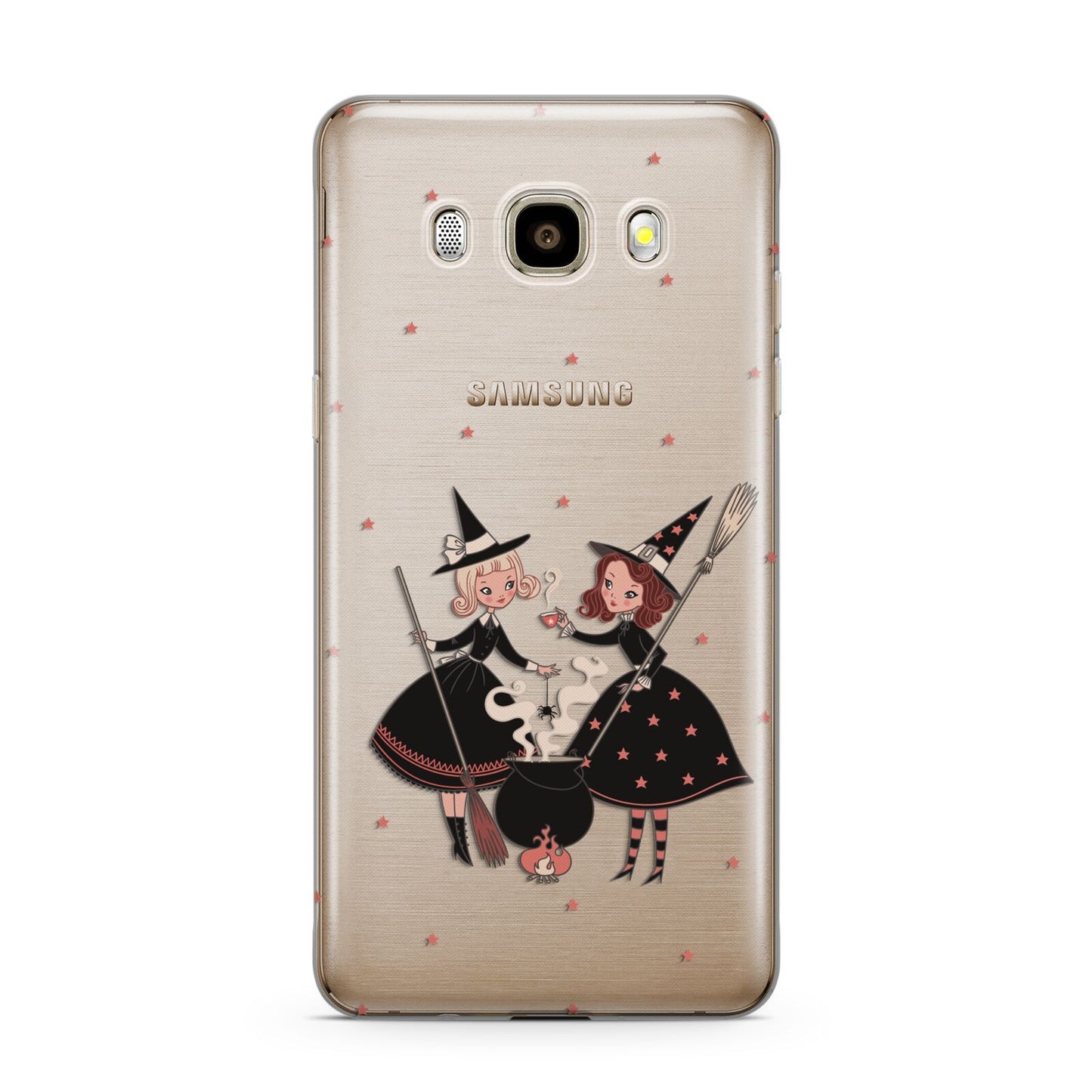 Cartoon Witch Girls Samsung Galaxy J7 2016 Case on gold phone