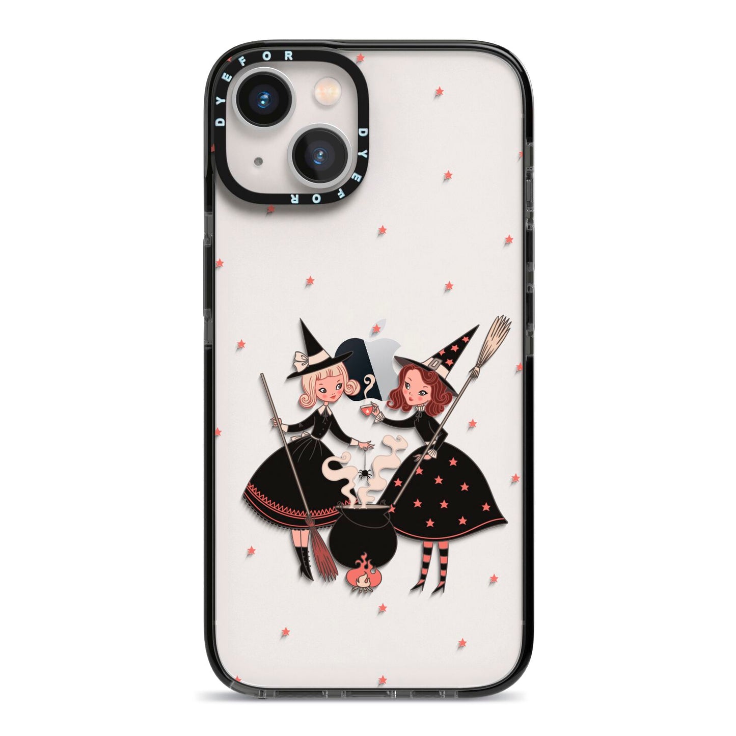 Cartoon Witch Girls iPhone 13 Black Impact Case on Silver phone