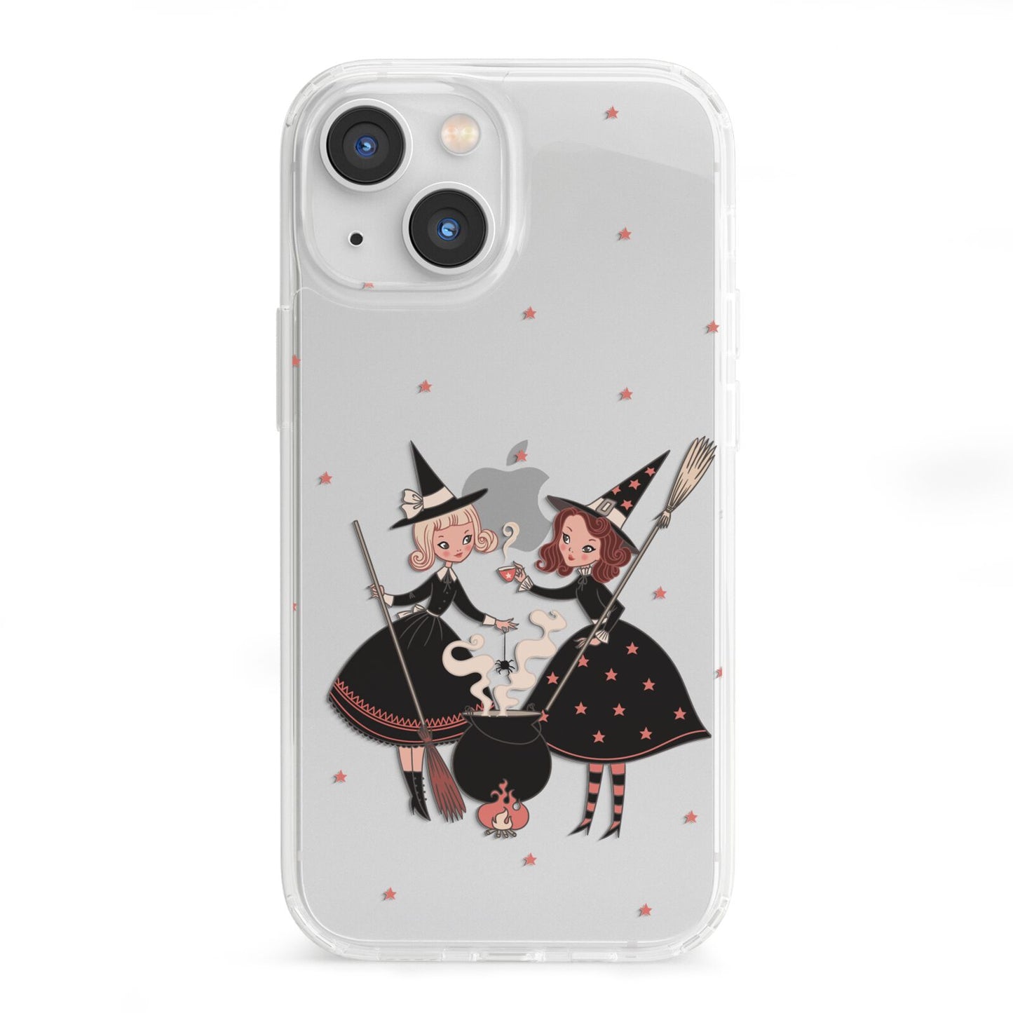 Cartoon Witch Girls iPhone 13 Mini Clear Bumper Case