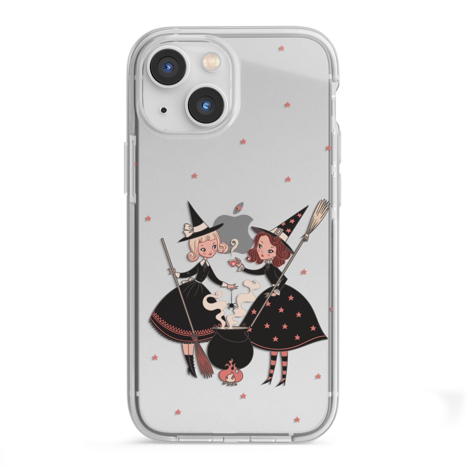 Cartoon Witch Girls iPhone 13 Mini TPU Impact Case with White Edges