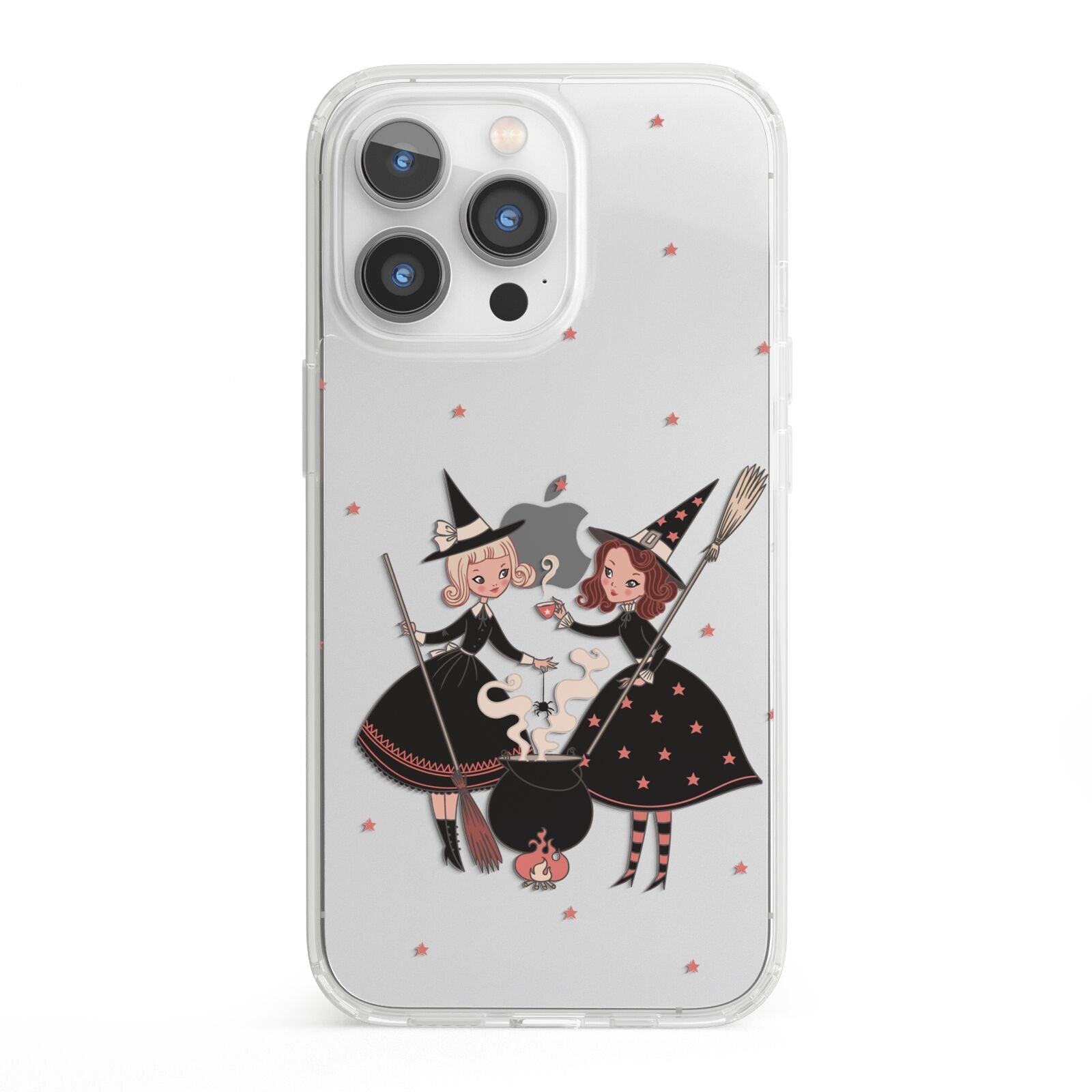 Cartoon Witch Girls iPhone 13 Pro Clear Bumper Case