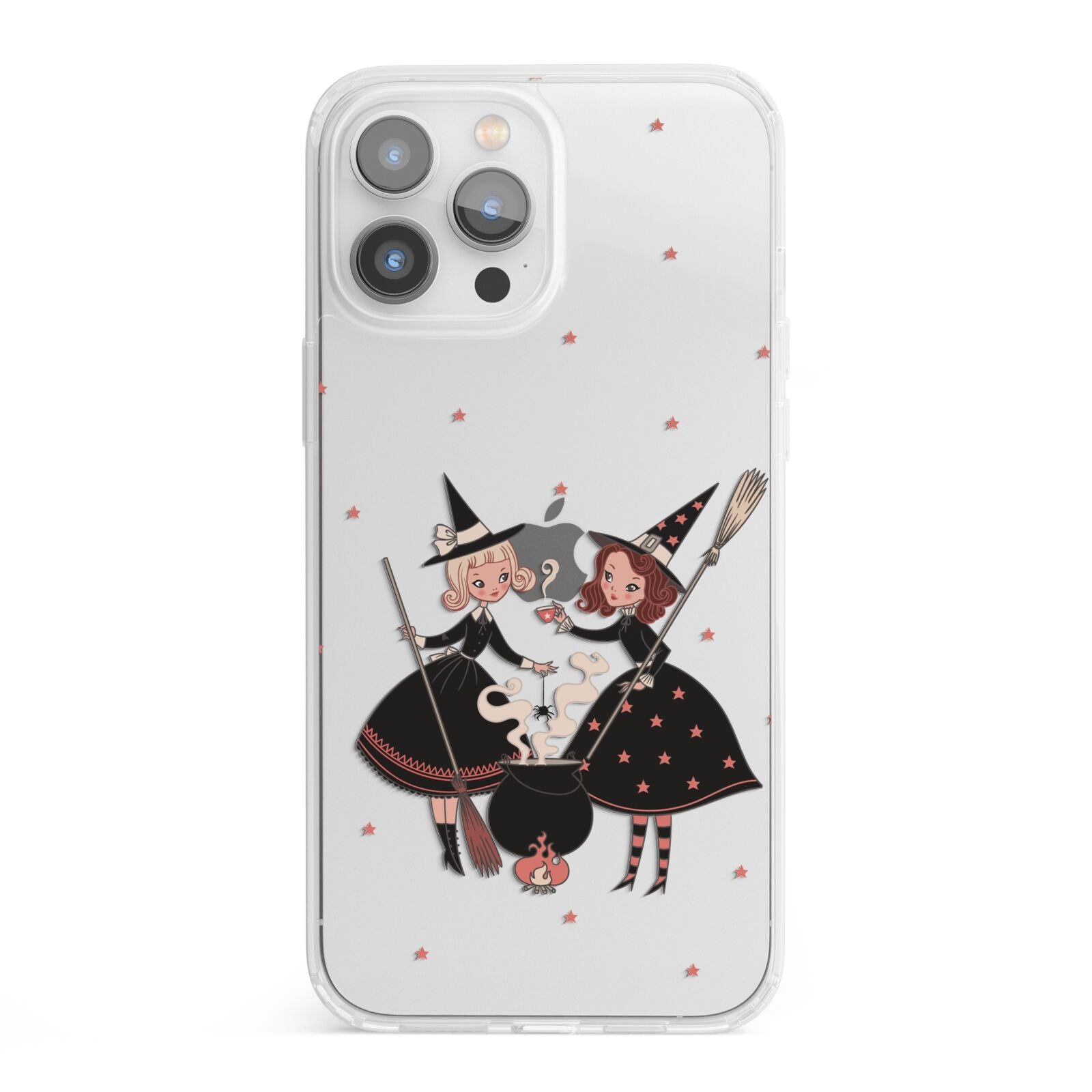 Cartoon Witch Girls iPhone 13 Pro Max Clear Bumper Case