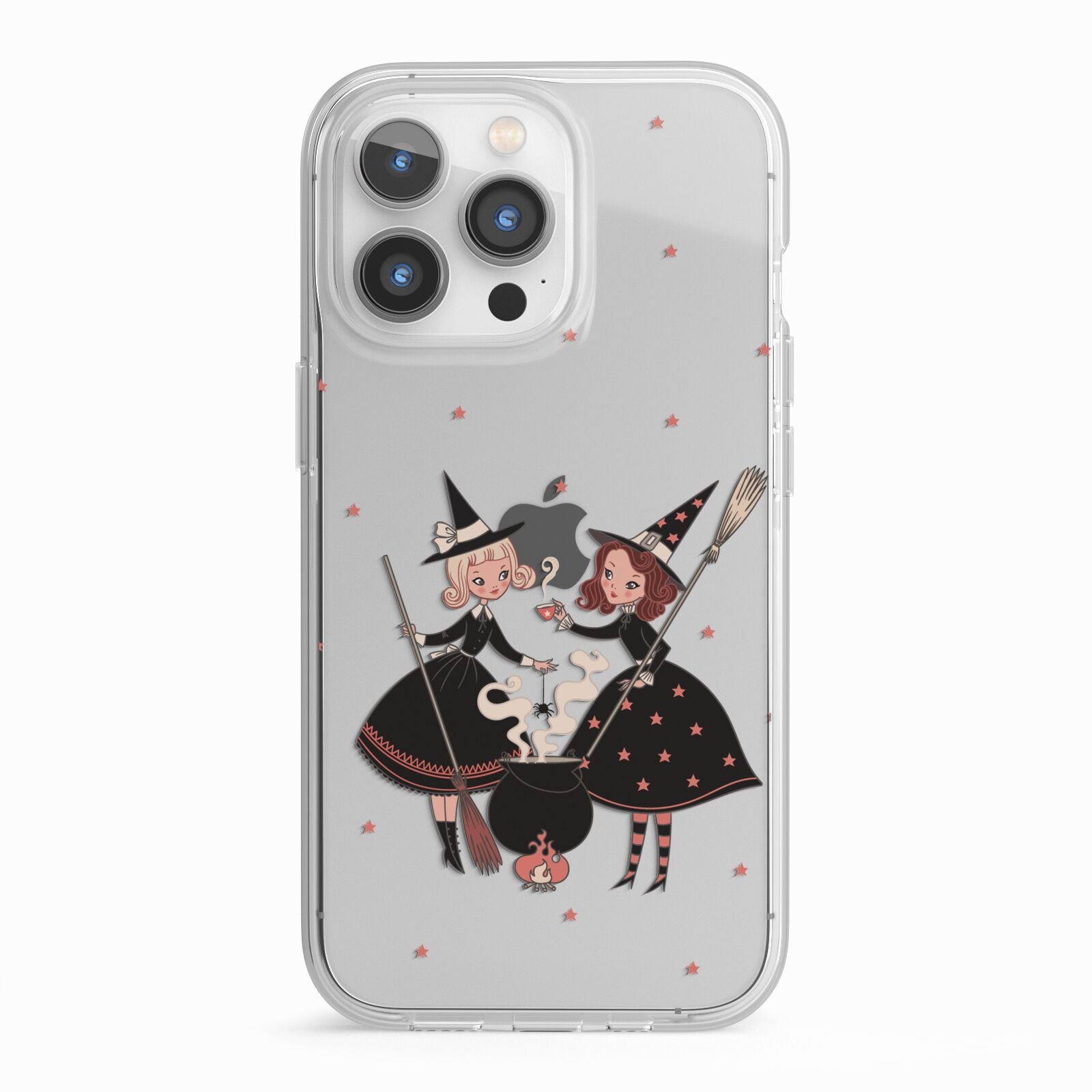 Cartoon Witch Girls iPhone 13 Pro TPU Impact Case with White Edges