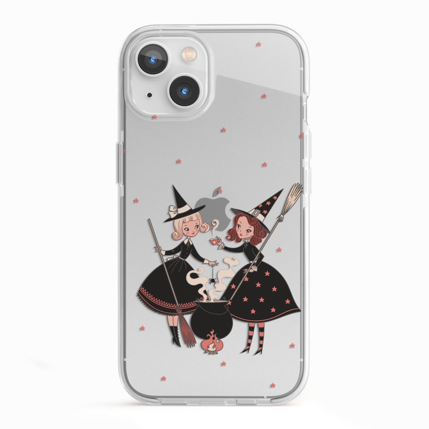 Cartoon Witch Girls iPhone 13 TPU Impact Case with White Edges