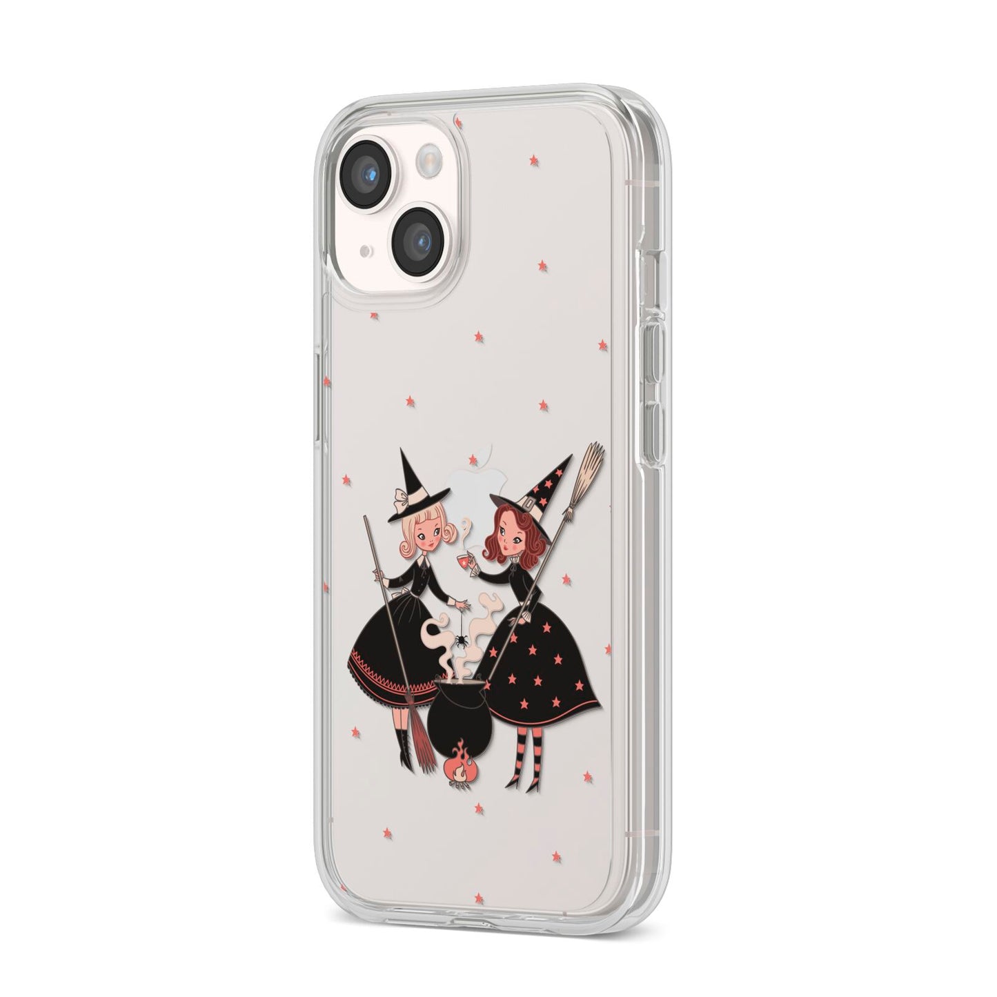 Cartoon Witch Girls iPhone 14 Clear Tough Case Starlight Angled Image