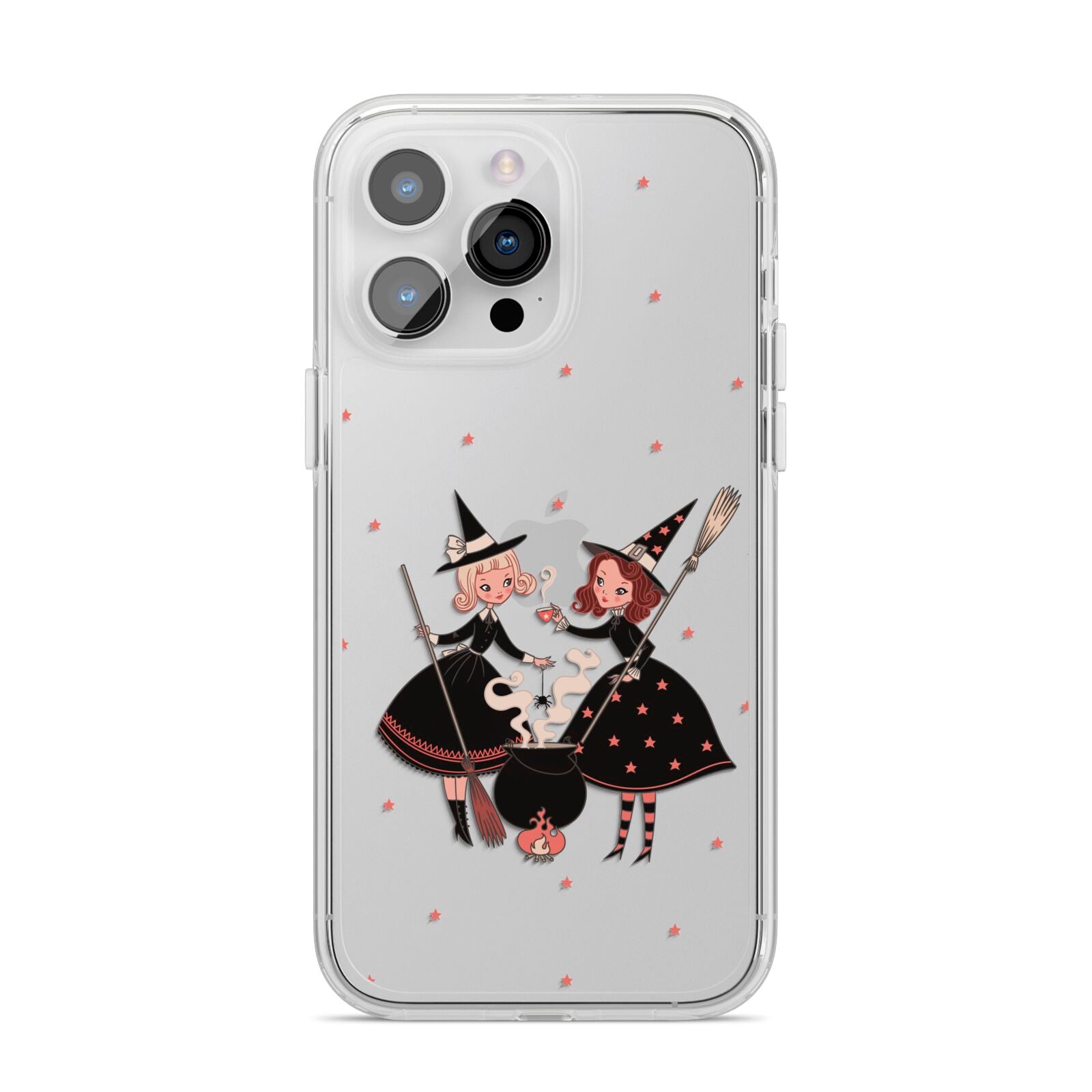 Cartoon Witch Girls iPhone 14 Pro Max Clear Tough Case Silver