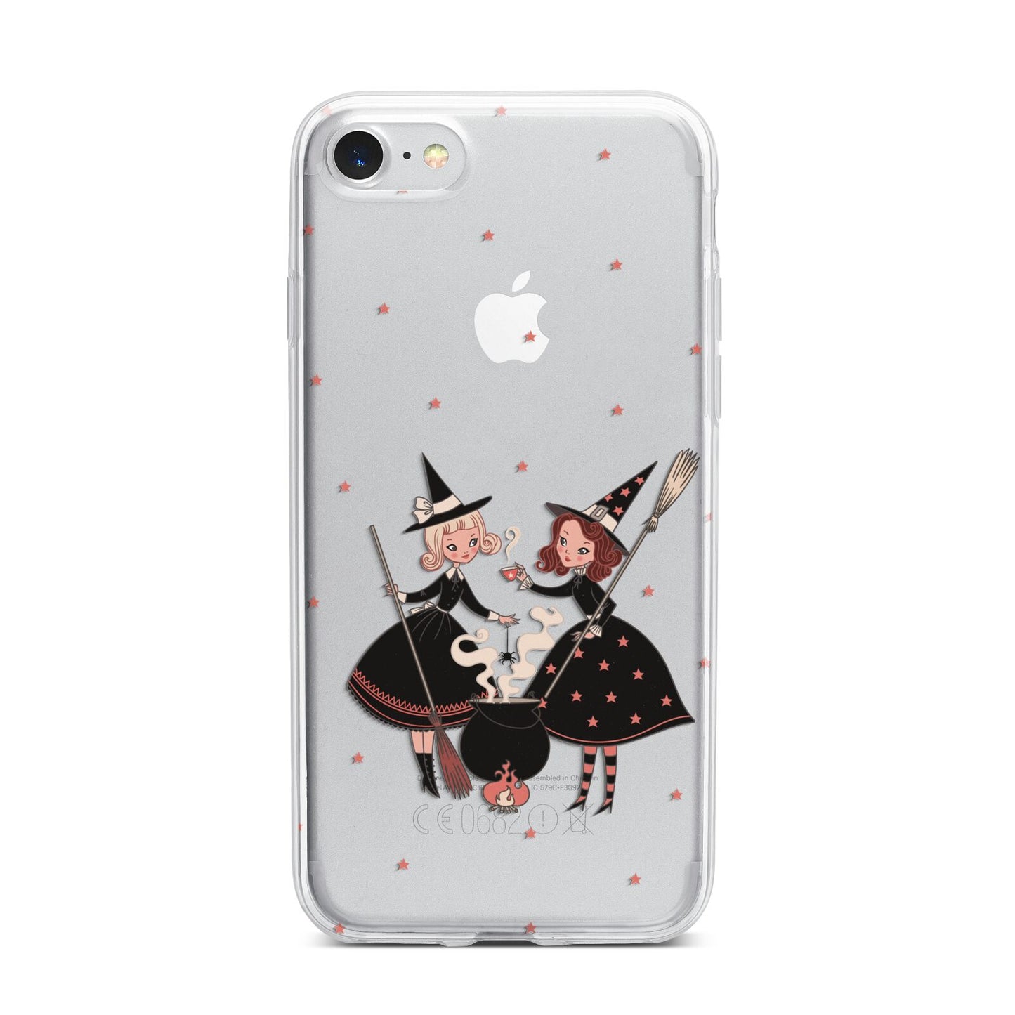 Cartoon Witch Girls iPhone 7 Bumper Case on Silver iPhone