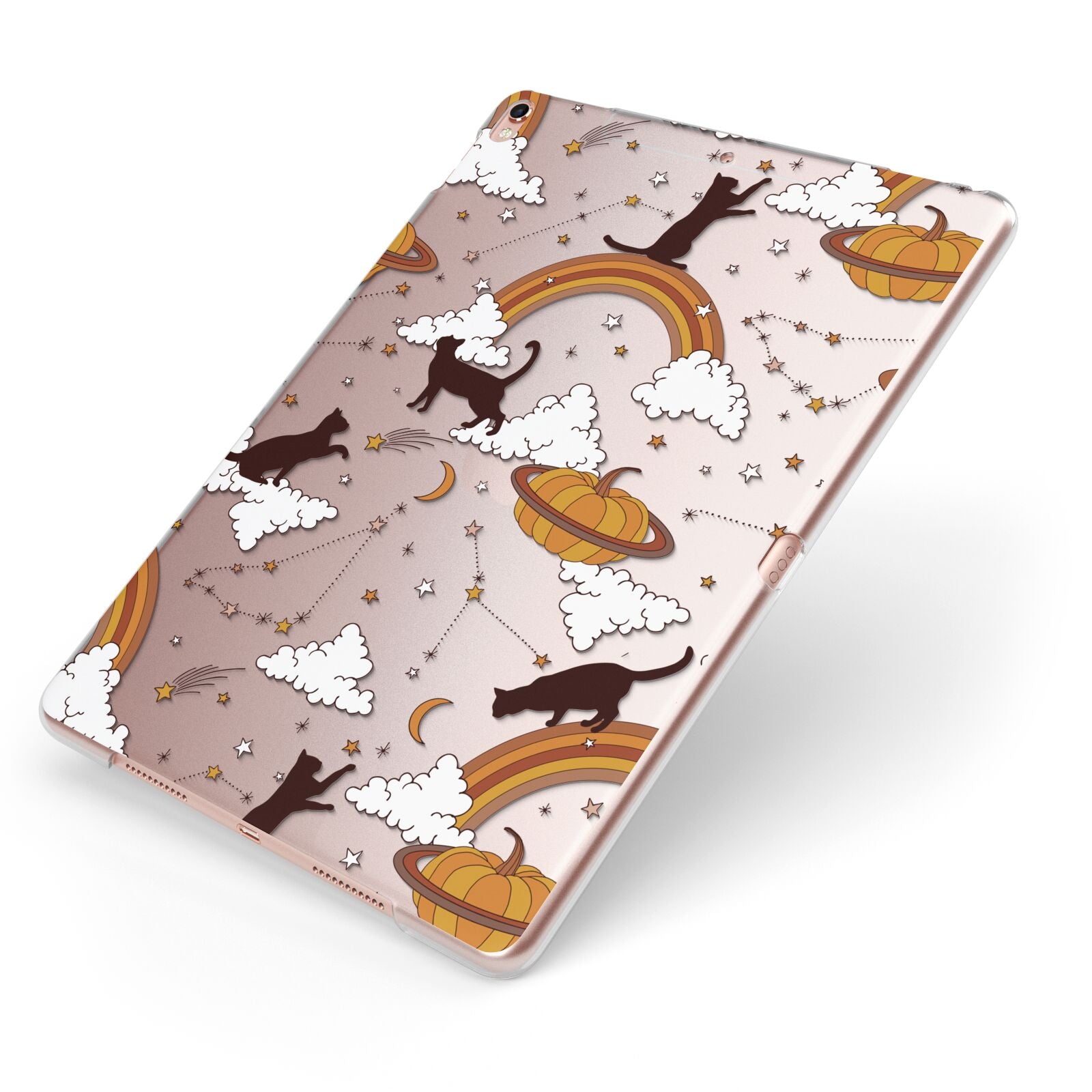 Cat Constellation Apple iPad Case on Rose Gold iPad Side View