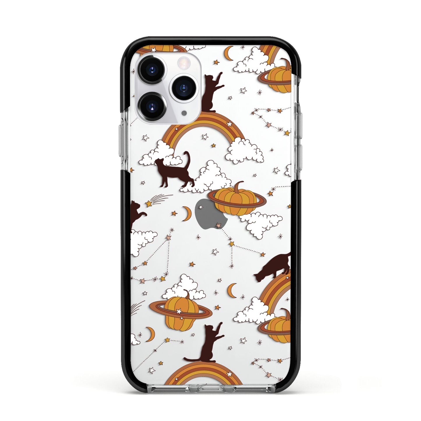 Cat Constellation Apple iPhone 11 Pro in Silver with Black Impact Case