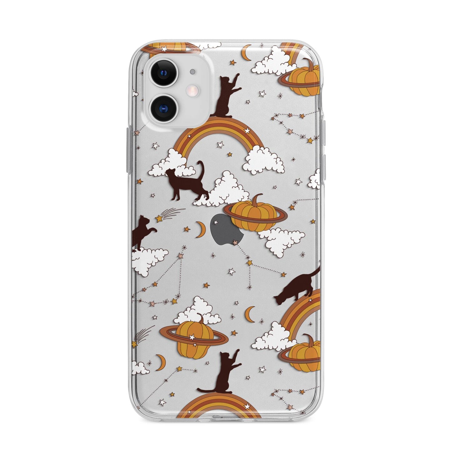 Cat Constellation Apple iPhone 11 in White with Bumper Case