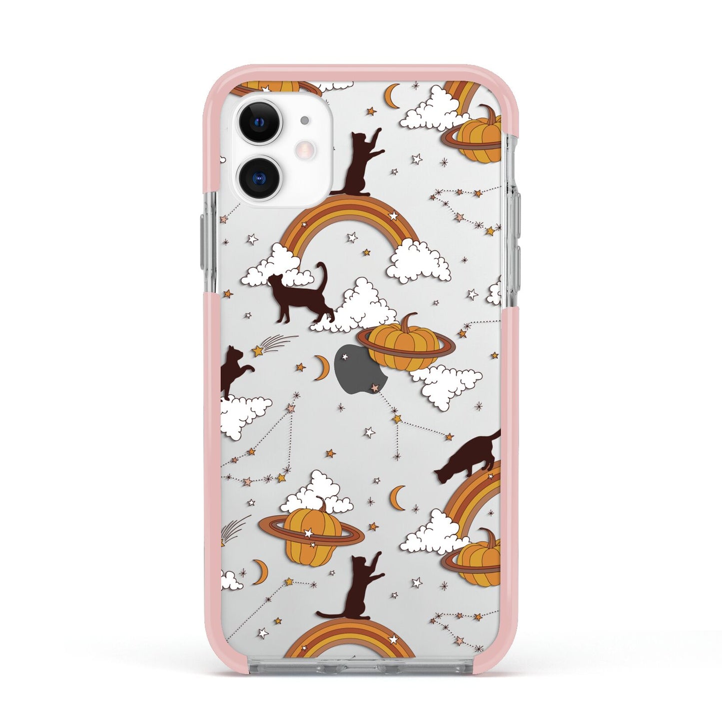 Cat Constellation Apple iPhone 11 in White with Pink Impact Case