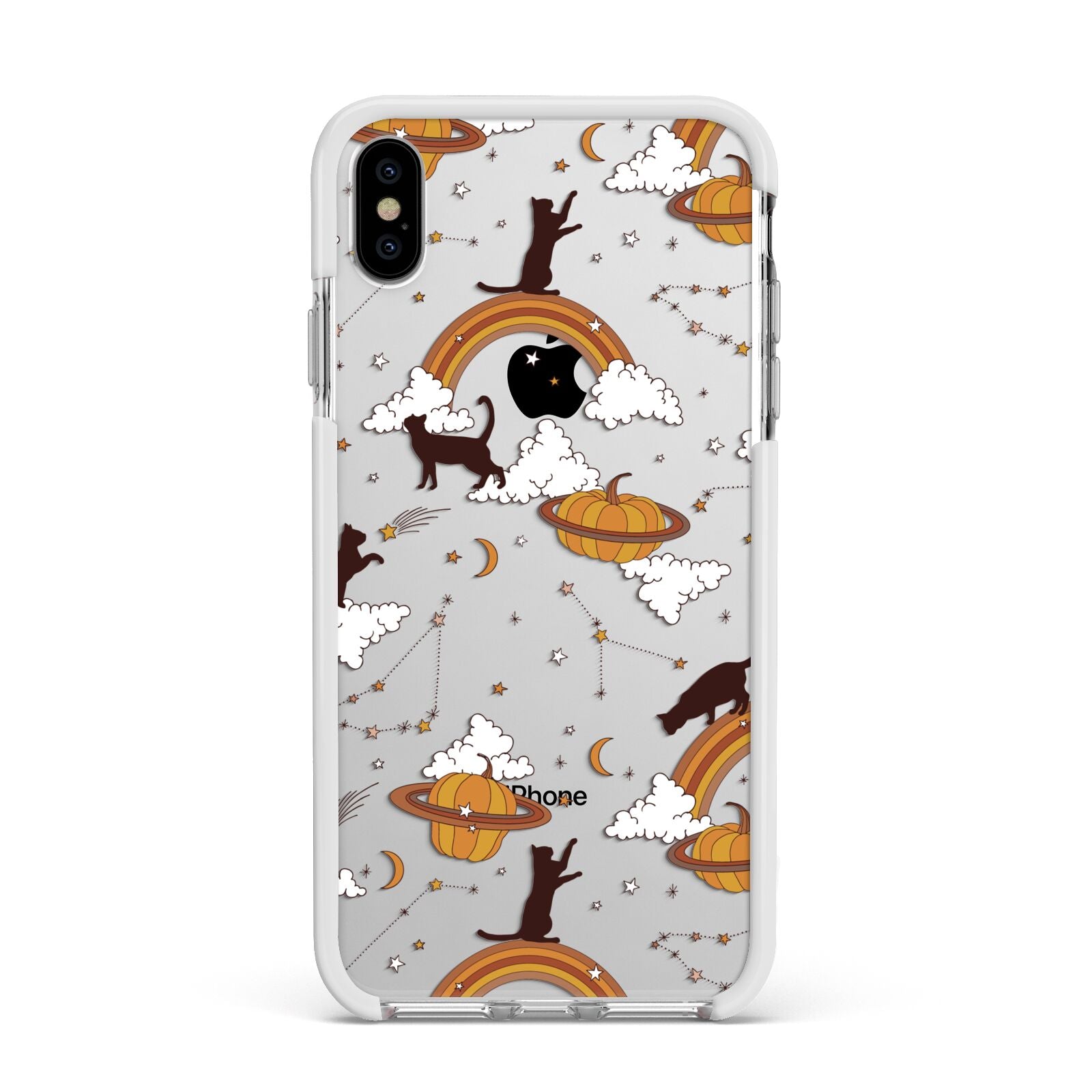 Cat Constellation Apple iPhone Xs Max Impact Case White Edge on Silver Phone