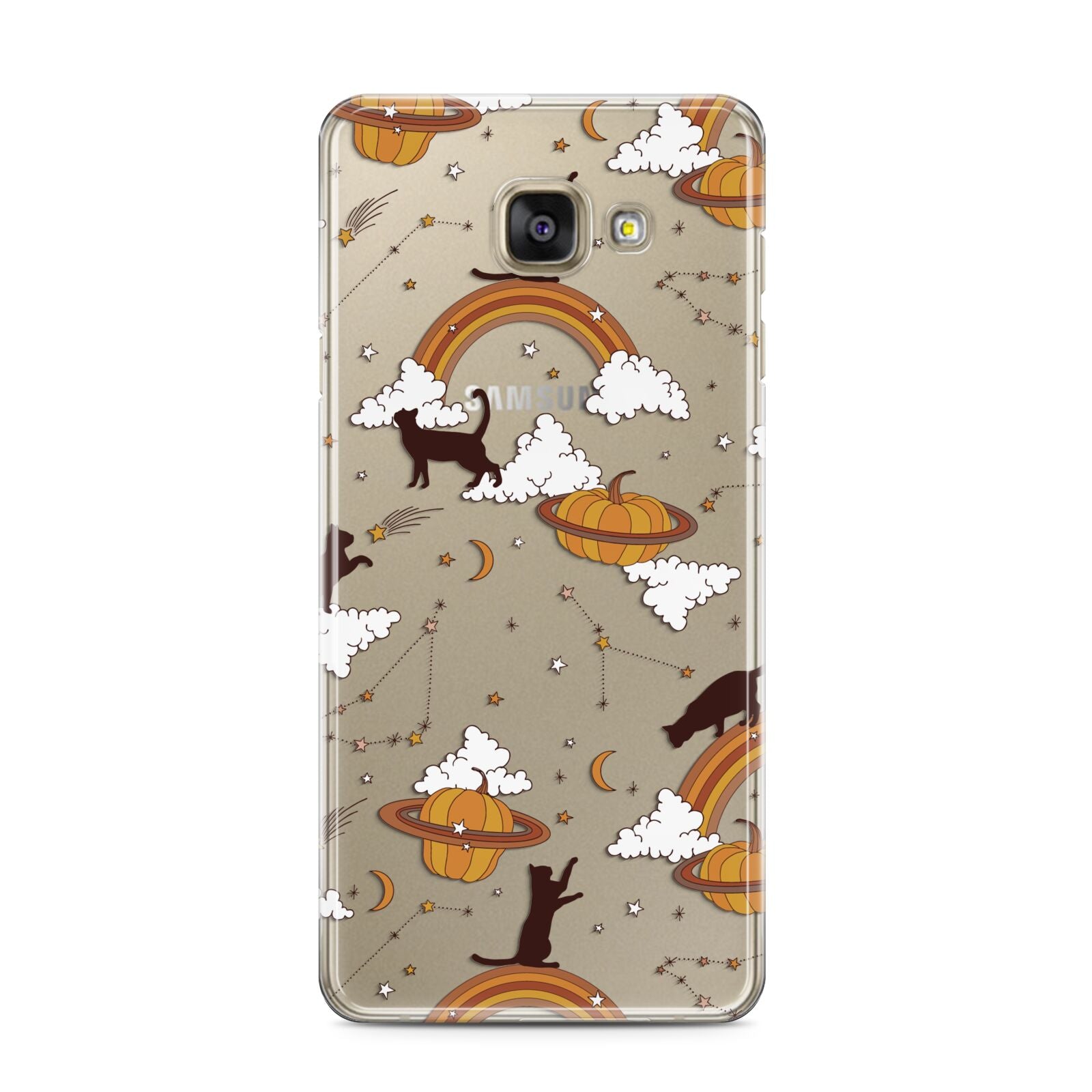 Cat Constellation Samsung Galaxy A3 2016 Case on gold phone