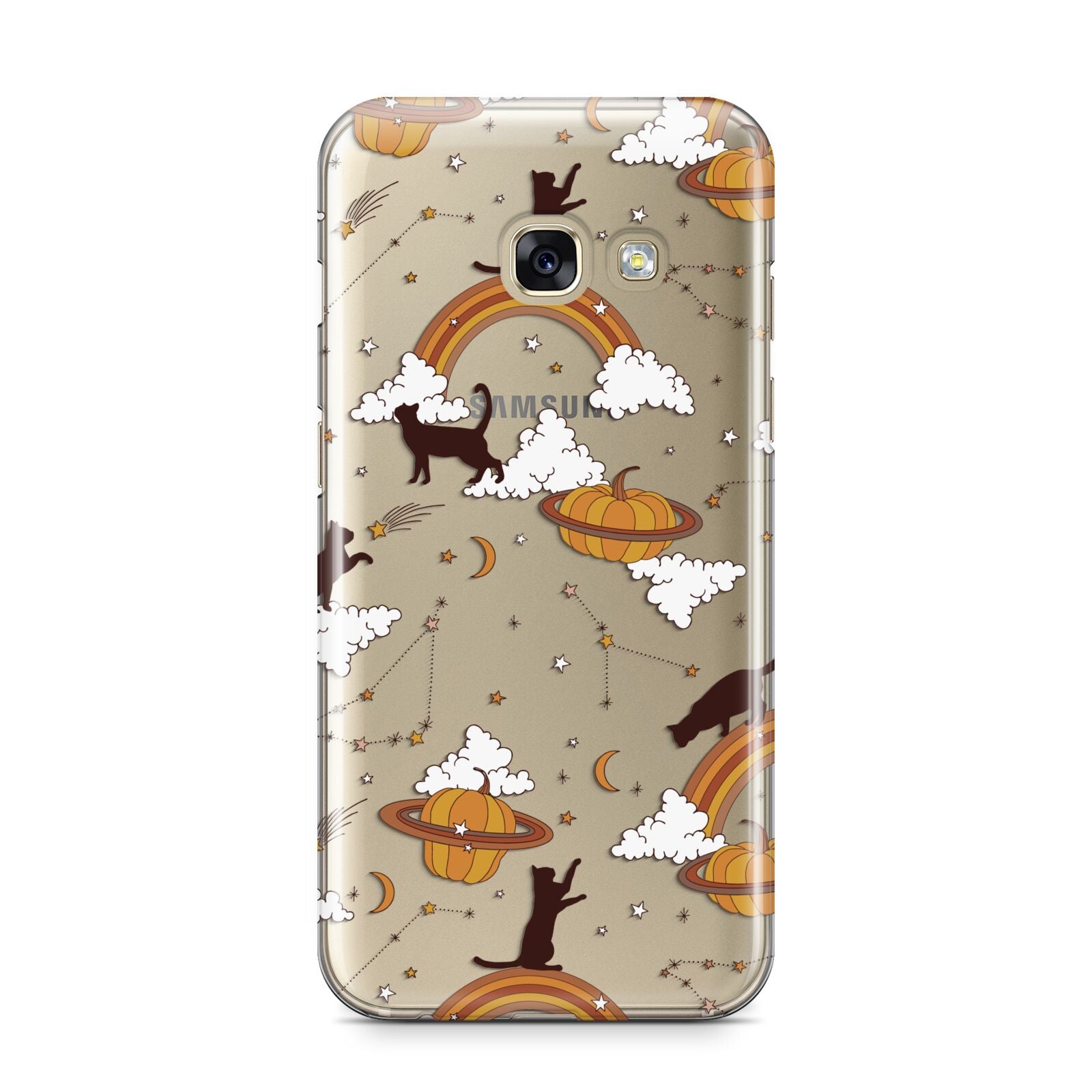 Cat Constellation Samsung Galaxy A3 2017 Case on gold phone