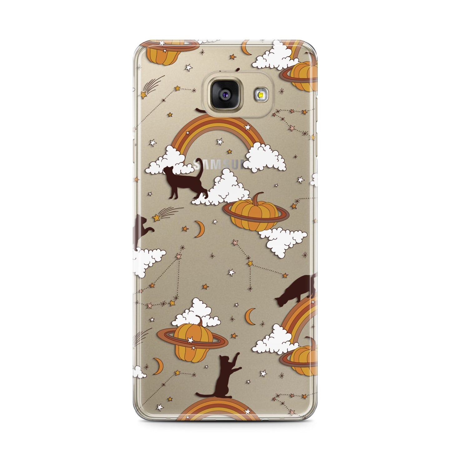 Cat Constellation Samsung Galaxy A7 2016 Case on gold phone