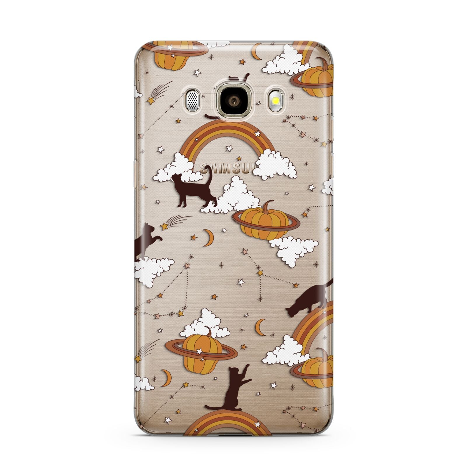 Cat Constellation Samsung Galaxy J7 2016 Case on gold phone
