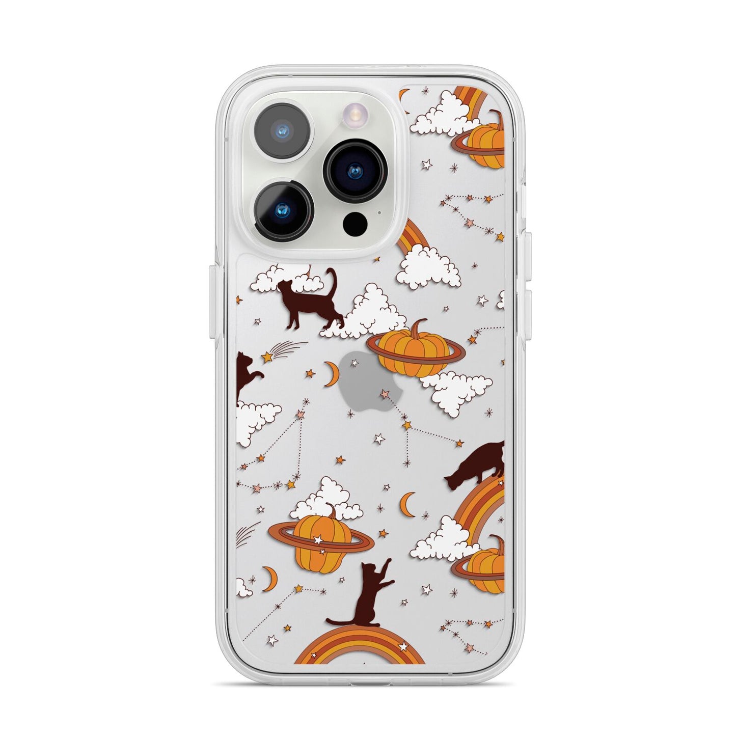 Cat Constellation iPhone 14 Pro Clear Tough Case Silver