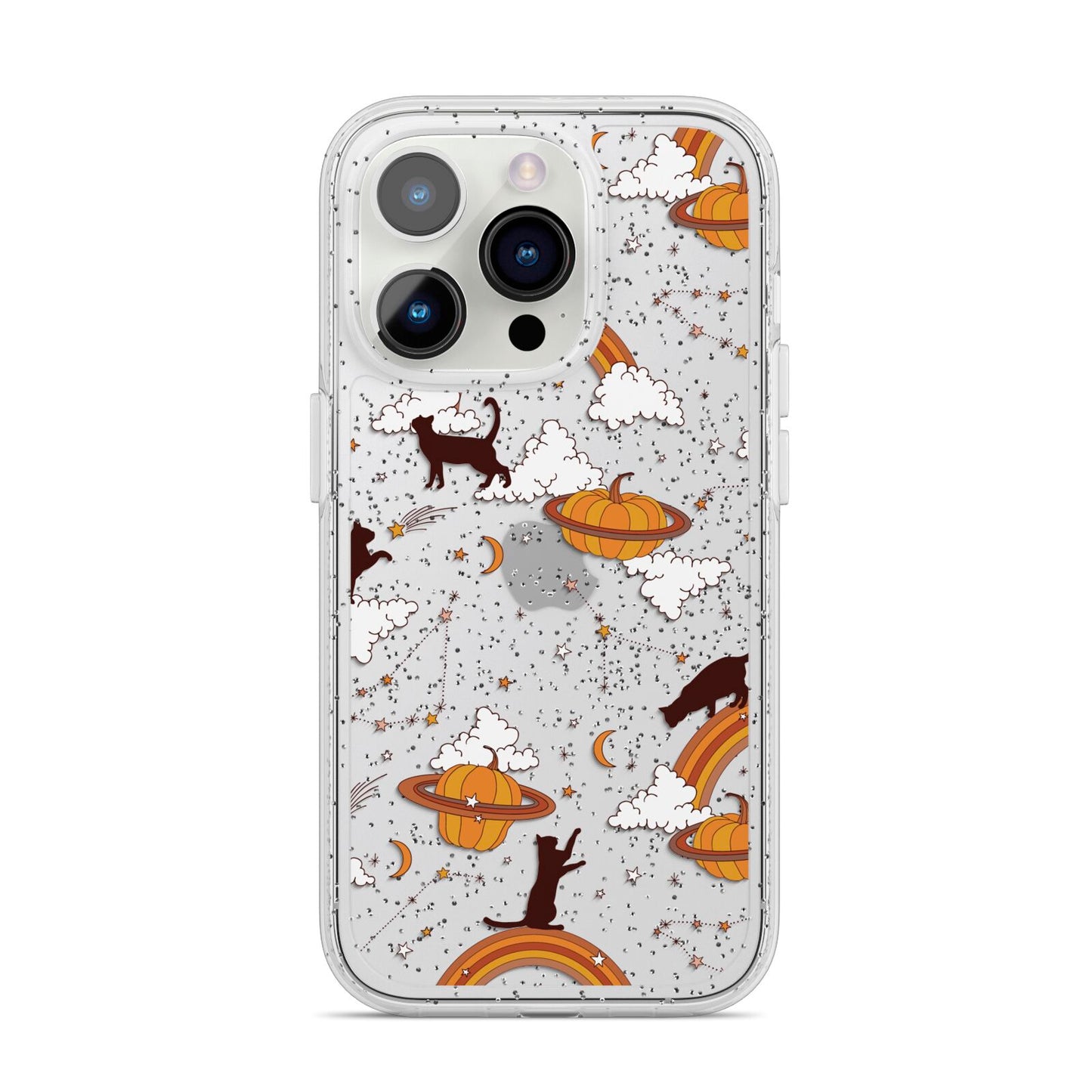 Cat Constellation iPhone 14 Pro Glitter Tough Case Silver