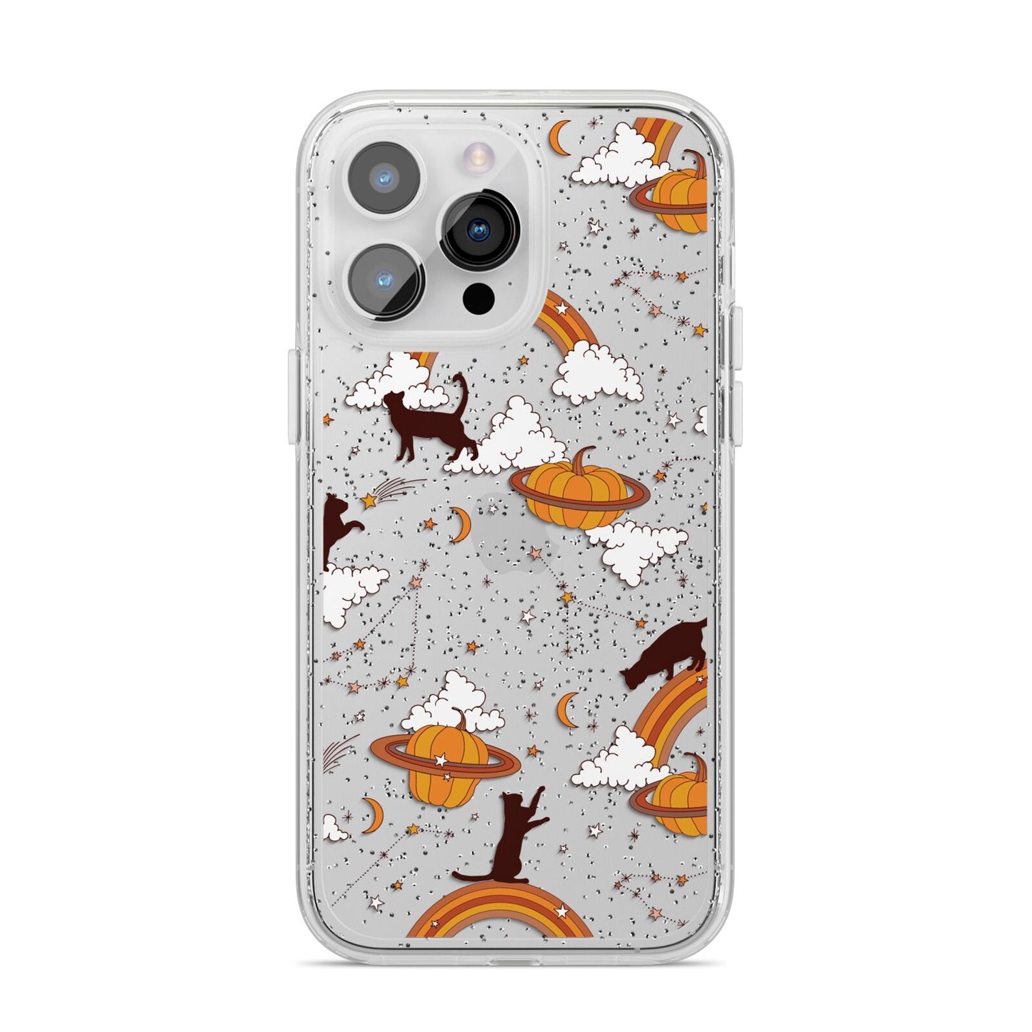 Cat Constellation iPhone 14 Pro Max Glitter Tough Case Silver