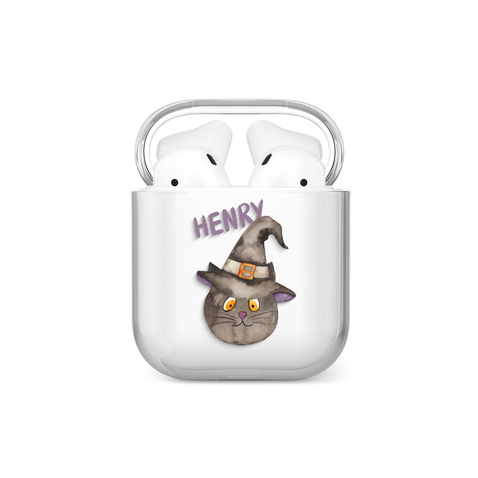 Cat in Witches Hat Custom AirPods Case