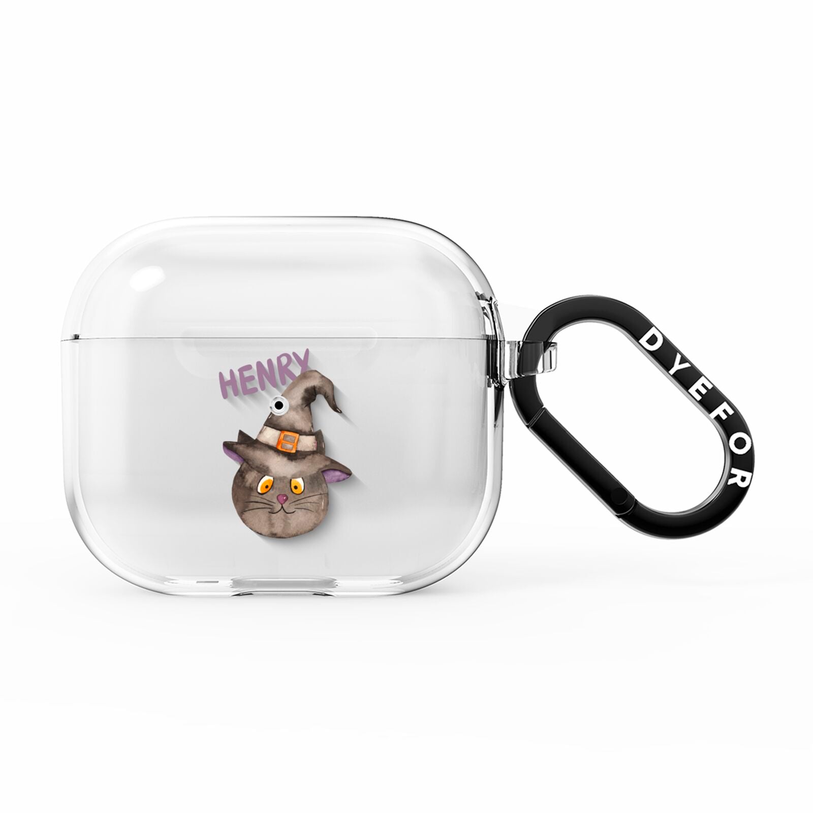 Cat in Witches Hat Custom AirPods Clear Case 3rd Gen