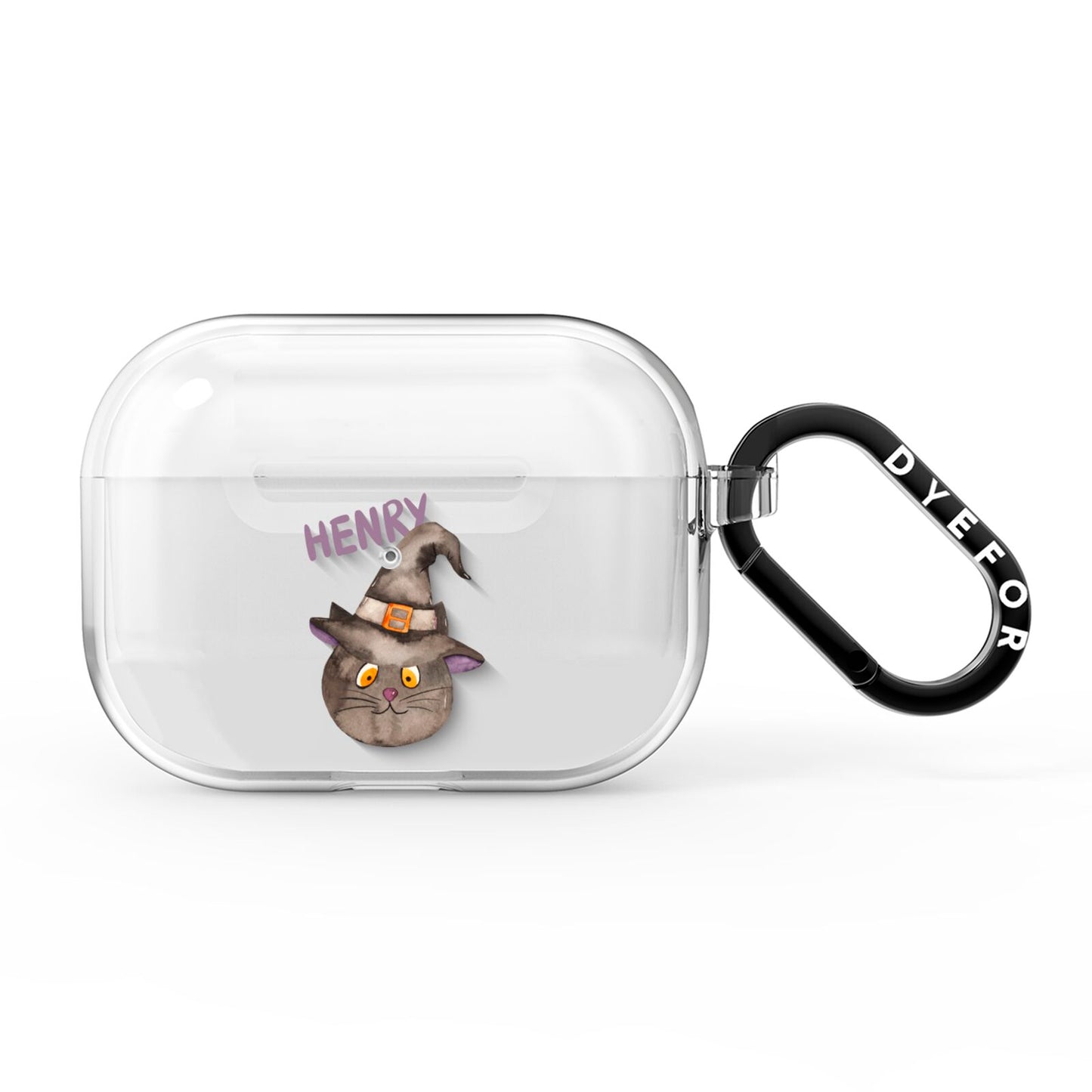 Cat in Witches Hat Custom AirPods Pro Clear Case