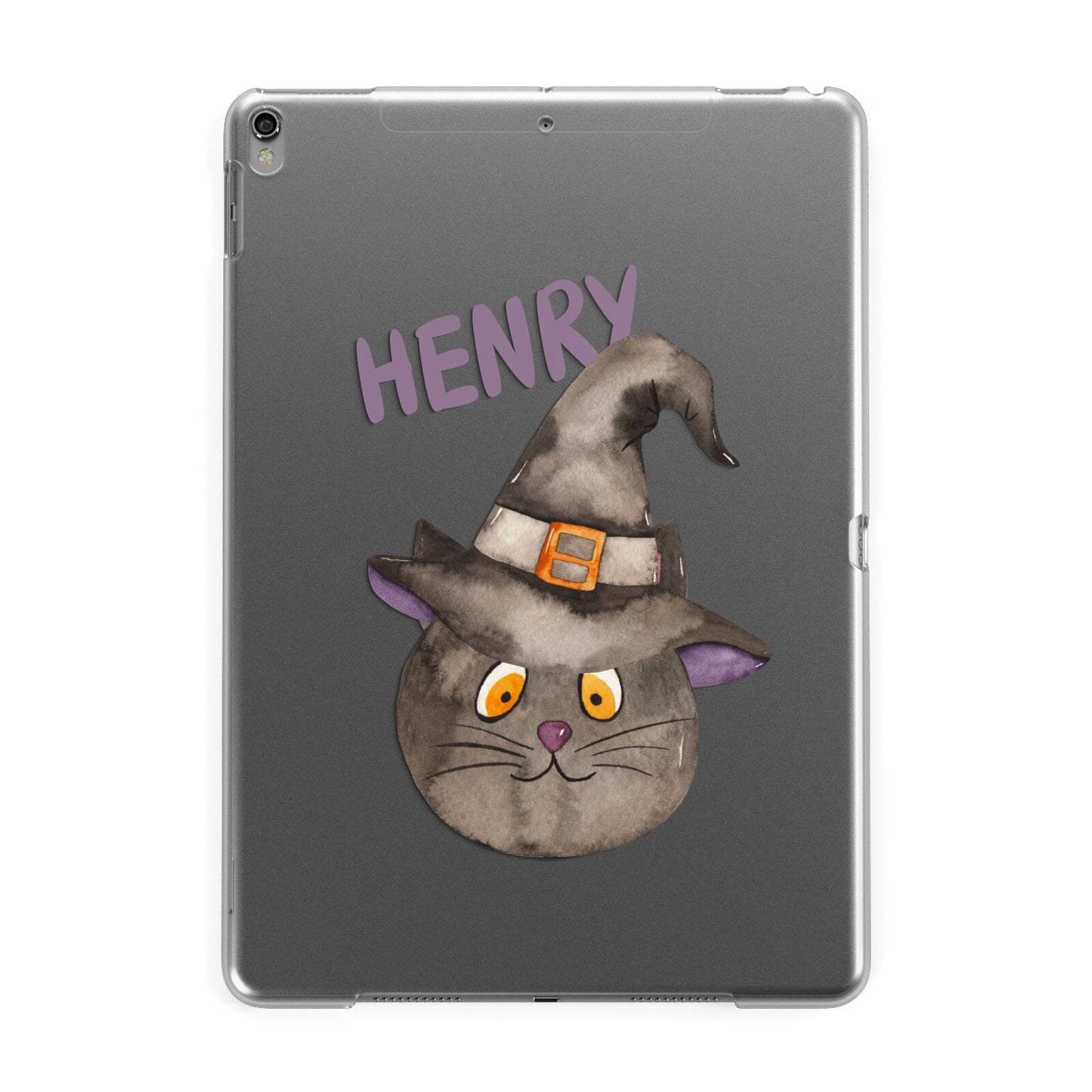 Cat in Witches Hat Custom Apple iPad Grey Case