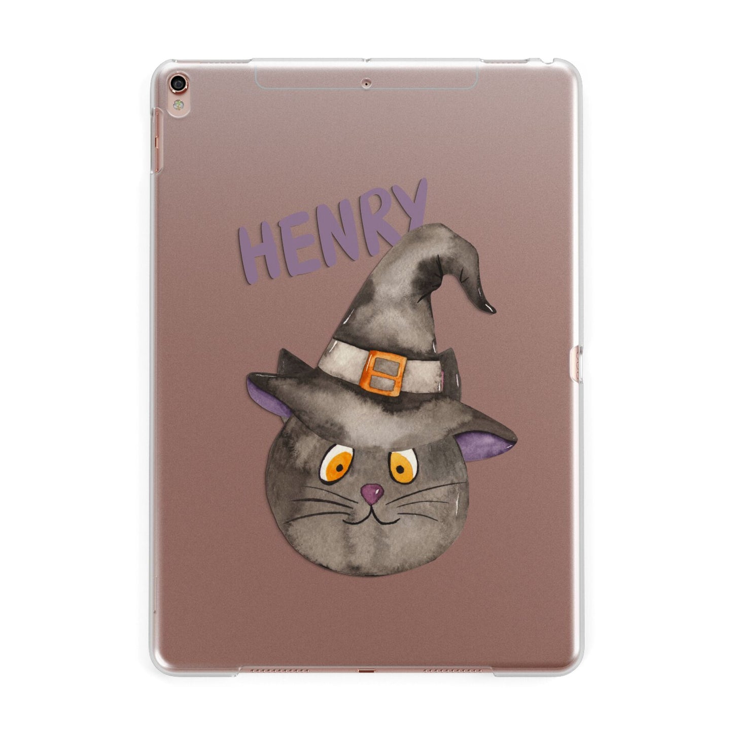 Cat in Witches Hat Custom Apple iPad Rose Gold Case