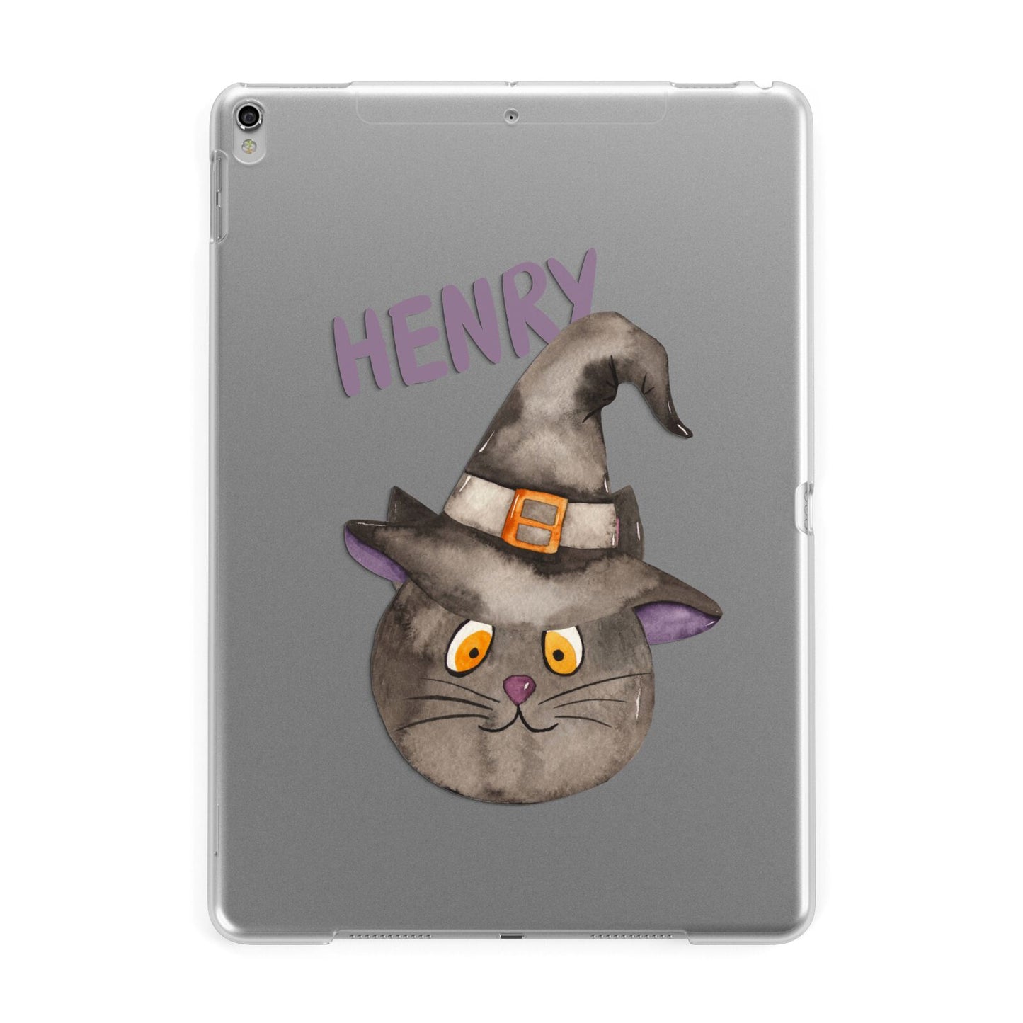 Cat in Witches Hat Custom Apple iPad Silver Case