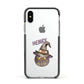 Cat in Witches Hat Custom Apple iPhone Xs Impact Case Black Edge on Silver Phone