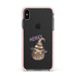 Cat in Witches Hat Custom Apple iPhone Xs Max Impact Case Pink Edge on Black Phone