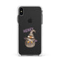 Cat in Witches Hat Custom Apple iPhone Xs Max Impact Case White Edge on Black Phone