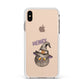 Cat in Witches Hat Custom Apple iPhone Xs Max Impact Case White Edge on Gold Phone