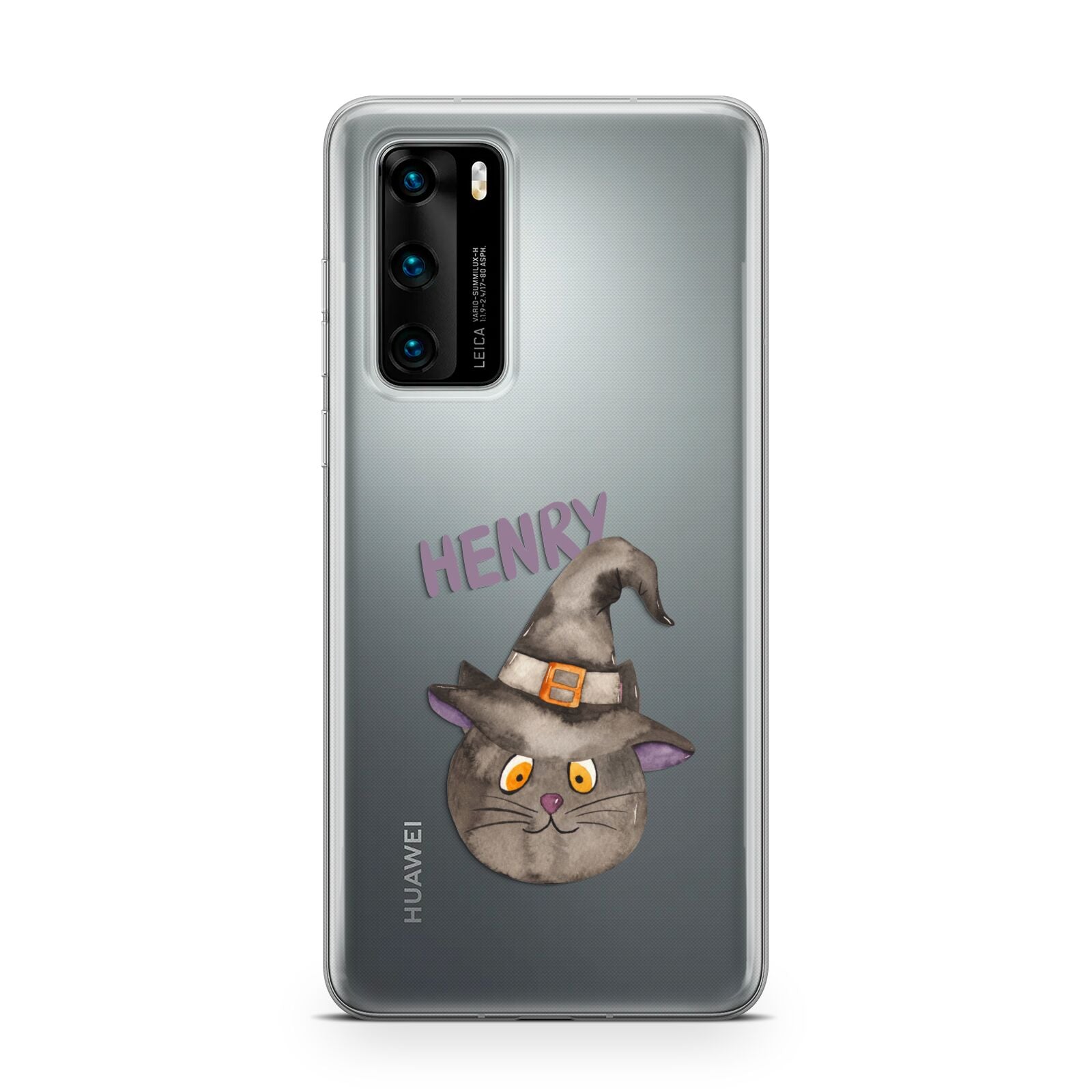 Cat in Witches Hat Custom Huawei P40 Phone Case