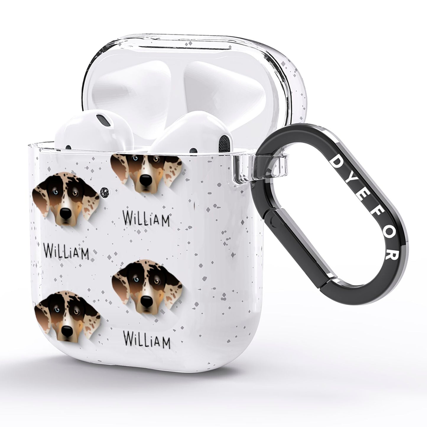 Catahoula Leopard Dog Icon with Name AirPods Glitter Case Side Image