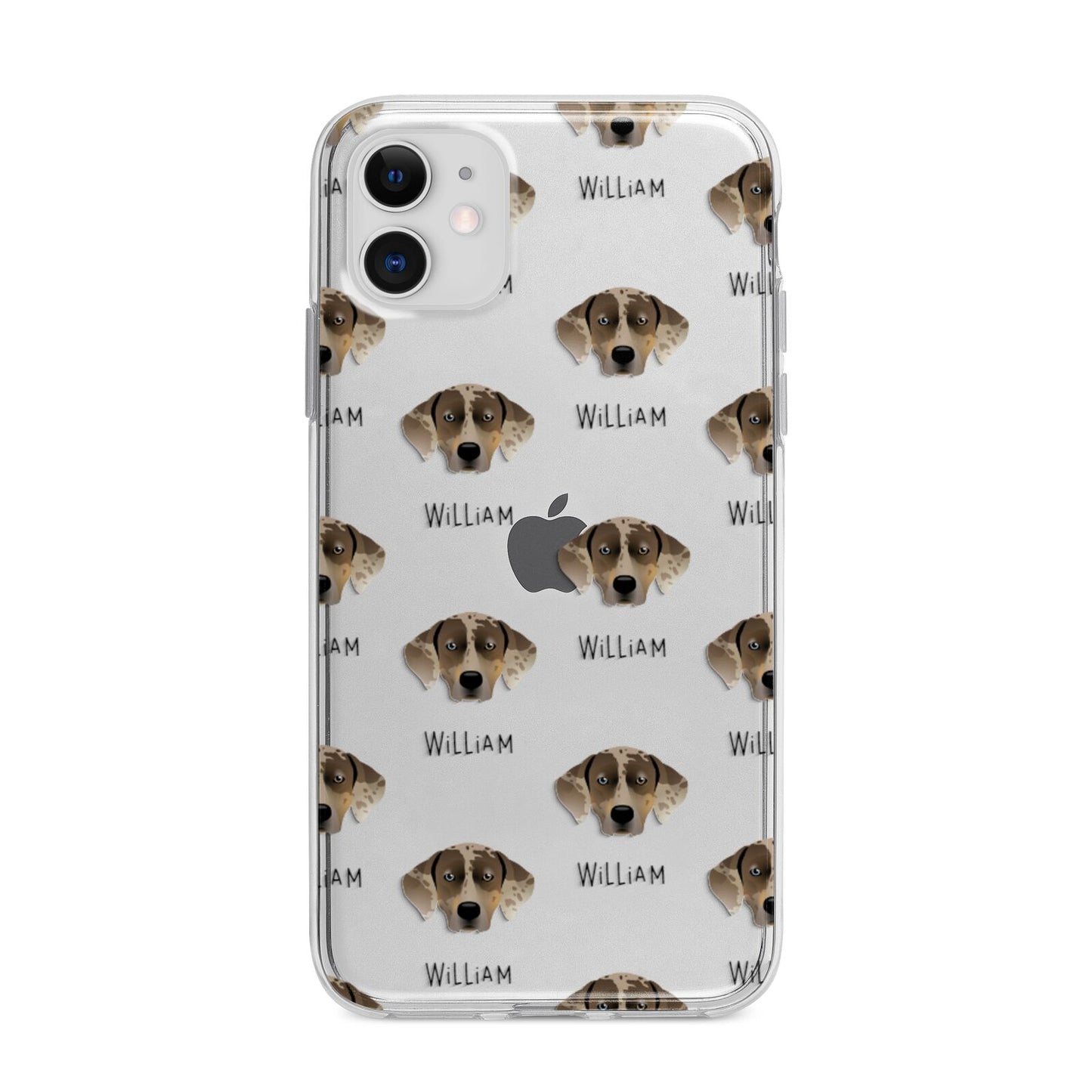 Catahoula Leopard Dog Icon with Name Apple iPhone 11 in White with Bumper Case
