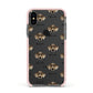 Catahoula Leopard Dog Icon with Name Apple iPhone Xs Impact Case Pink Edge on Black Phone