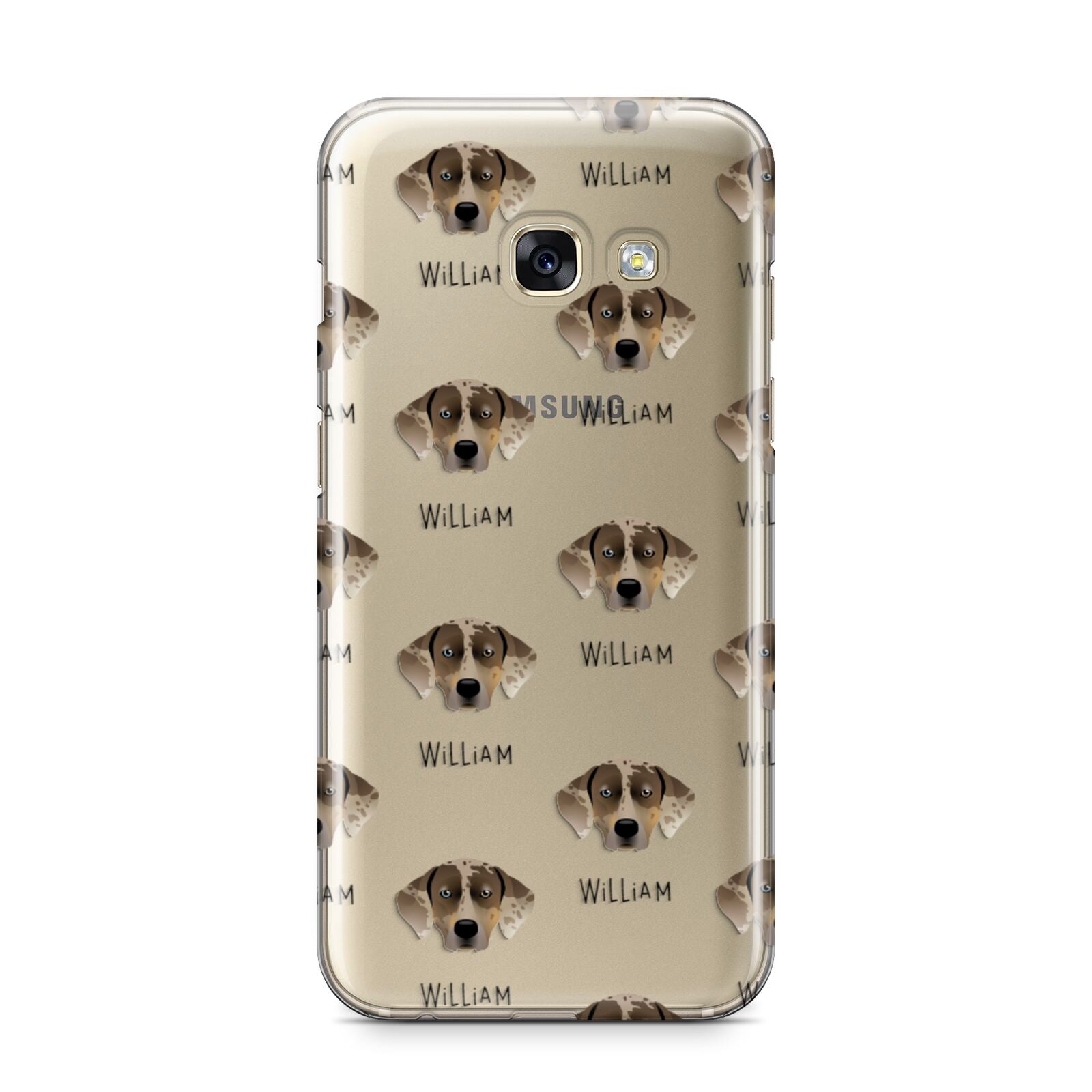 Catahoula Leopard Dog Icon with Name Samsung Galaxy A3 2017 Case on gold phone