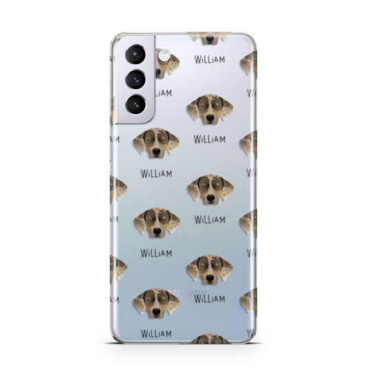Catahoula Leopard Dog Icon with Name Samsung S21 Plus Phone Case