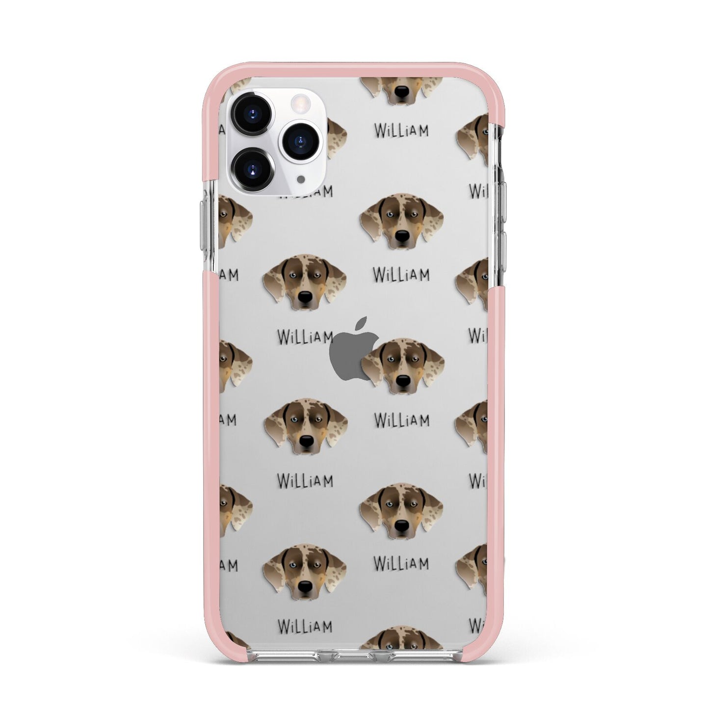 Catahoula Leopard Dog Icon with Name iPhone 11 Pro Max Impact Pink Edge Case